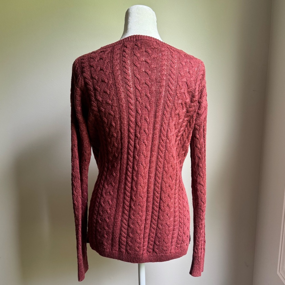 American Eagle Women's Cable Knit Sweater Rust Size Small Functional Side Zipper - Picture 3 of 4